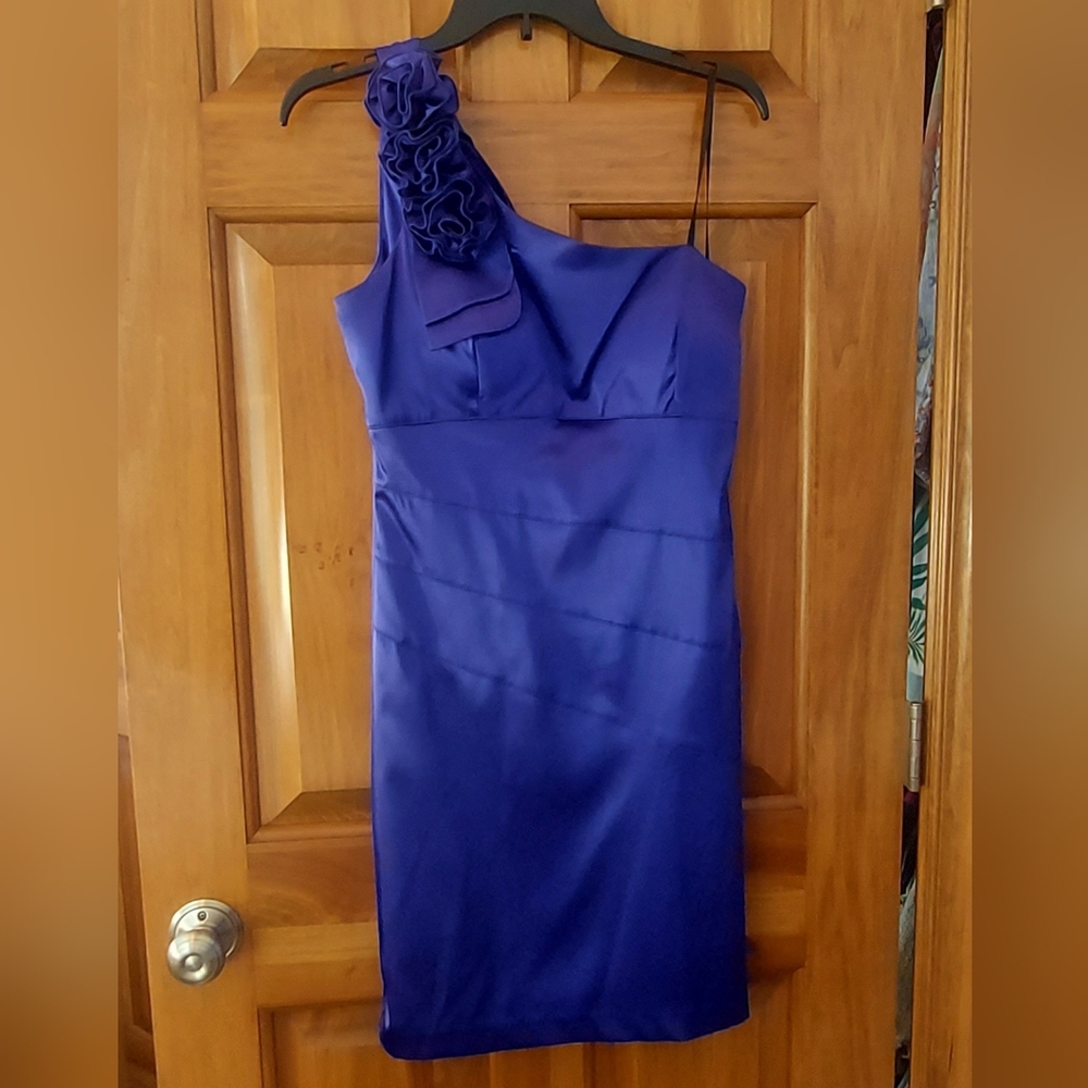 * B. Smart Purple One Shoulder Formal Shiny Dress, Size 11 Juniors, Like New